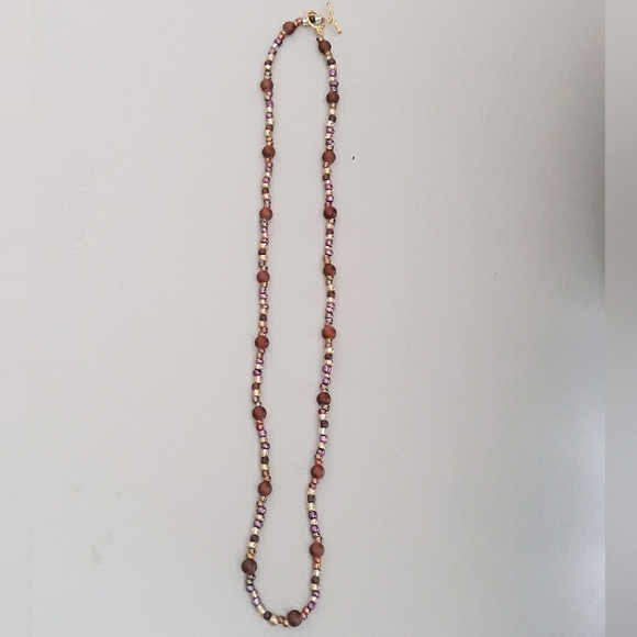 Handmade Gold + Purple Beaded Necklace and Choker - 2 Piece Set - Picture 6 of 14